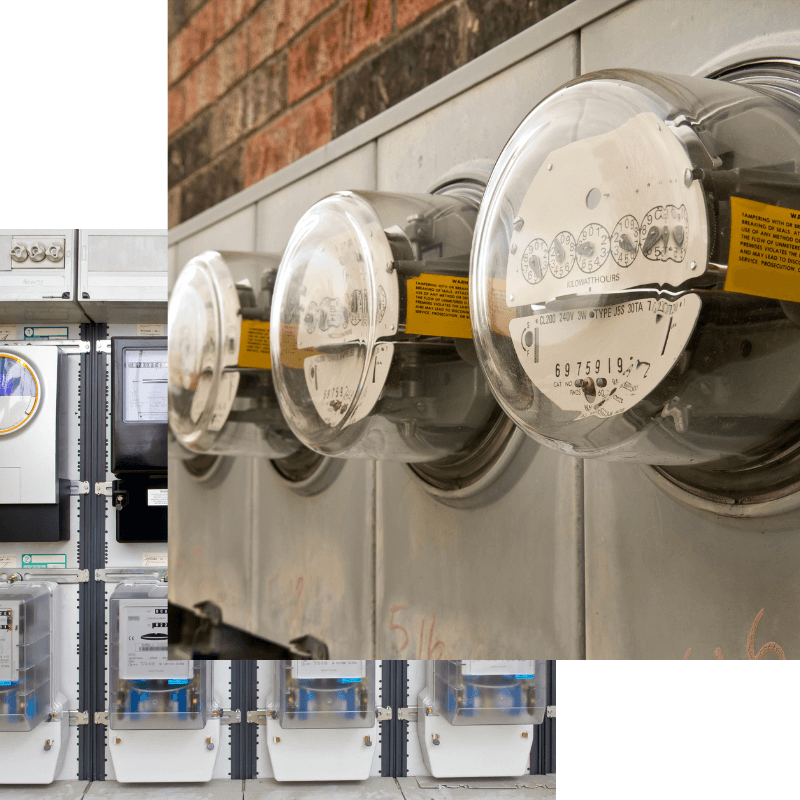 Examples of electric meters similar to the ones in this project that are connected to a Canary Historian to capture data.
