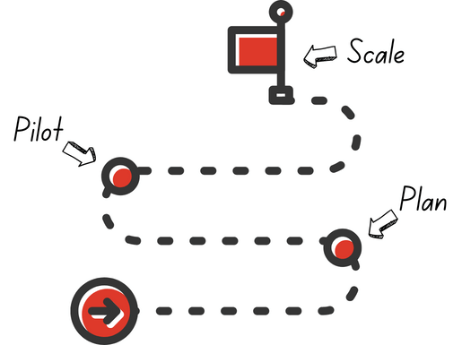 Illustrative example of a simple plan, pilot, scale roadmap for Ectobox projects.